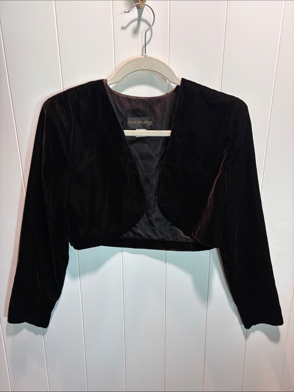 Scott McClintock vintage black velvet bolero jacket cropped shrug S